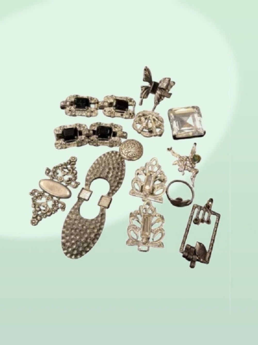Arts & Crafts Lot Of Jewelry Set Silver & Black